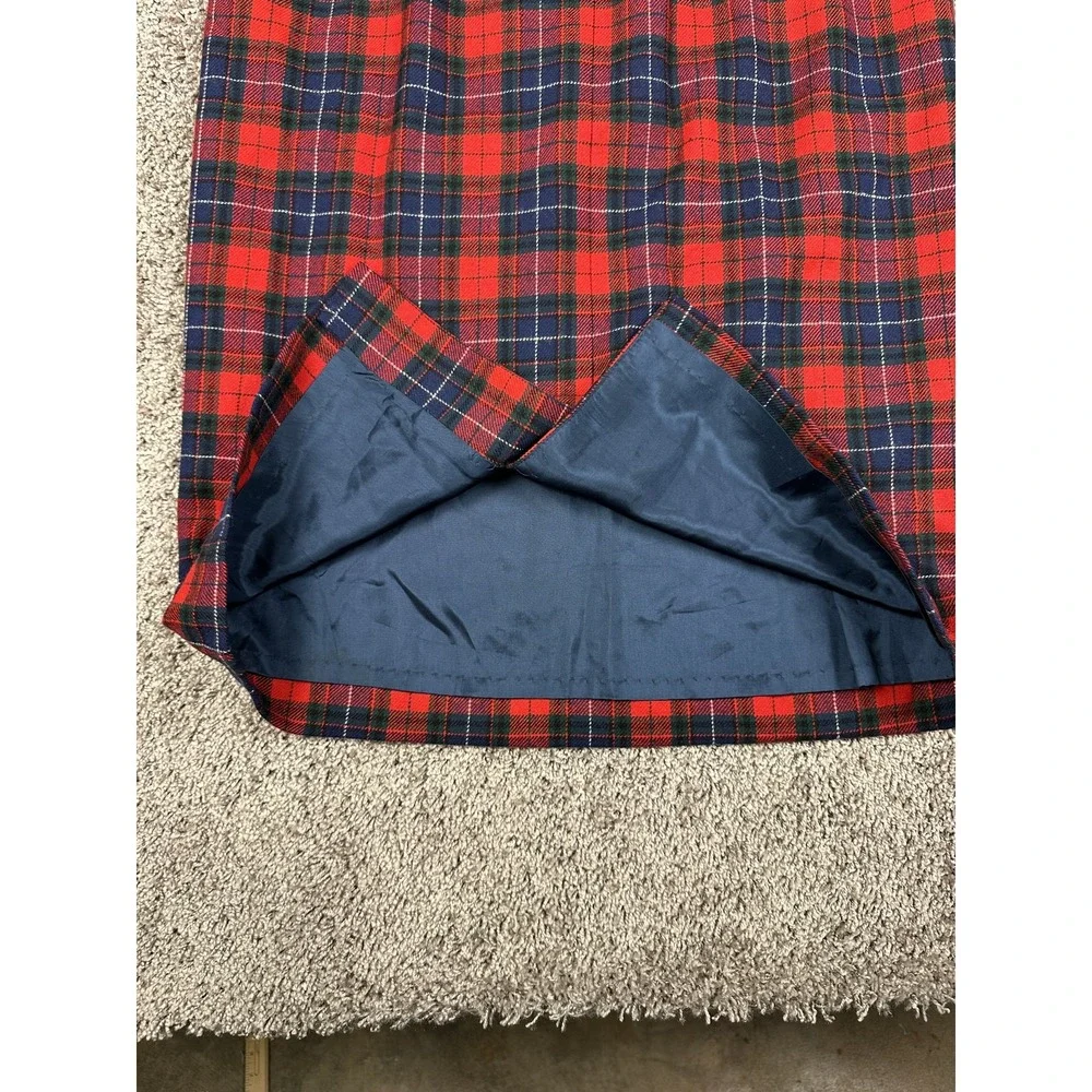 Vintage Pendleton Skirt Womens 10 Red Navy Manson Tartan Wool Plaid Made USA 80s